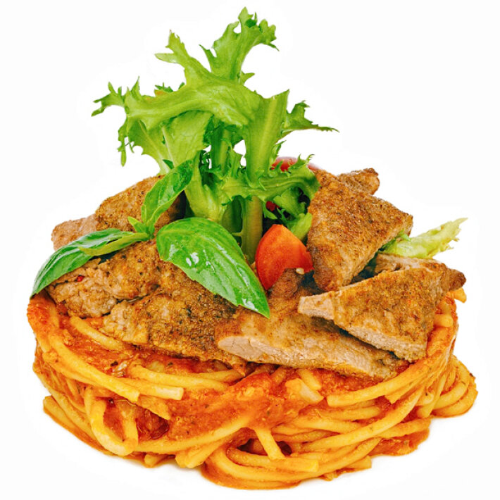 Спагетти с говядиной и соусом «Арабьято»
