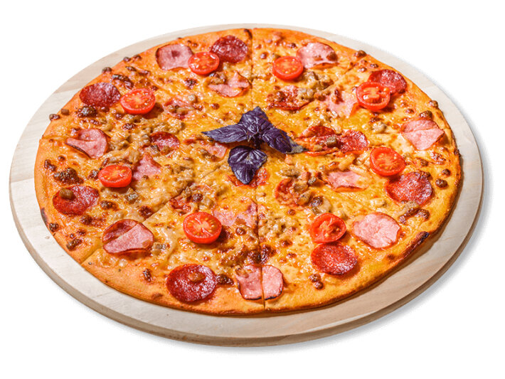 Пицца «Мясная с бужениной» на пышном тесте