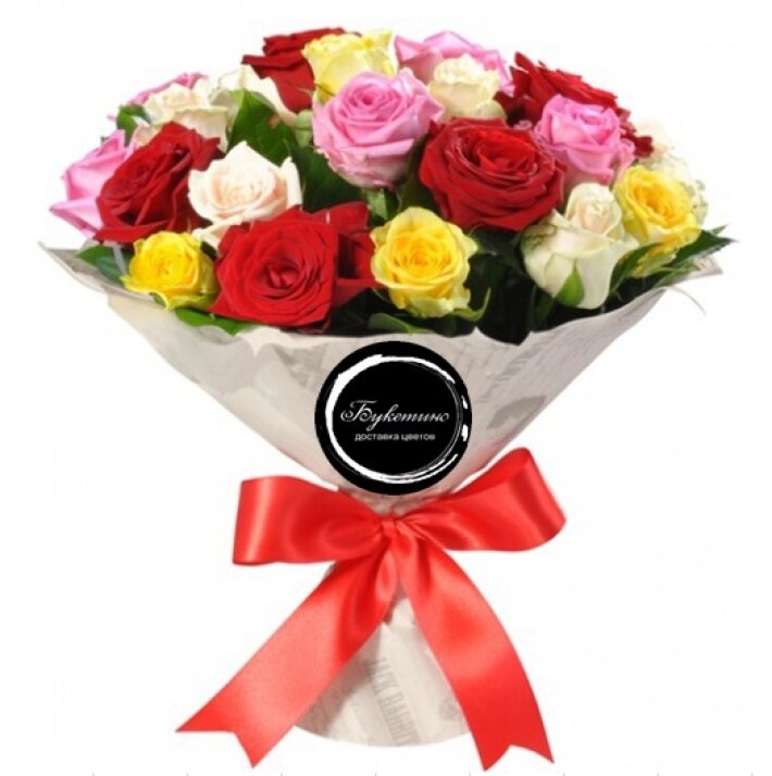 Букет «21 Разноцветная роза»