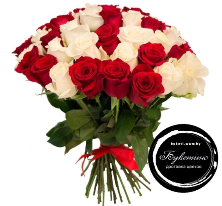 Букет « 51 Бело-красная роза»