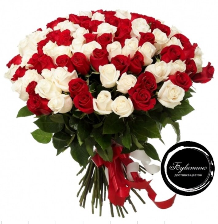 Букет «101 Бело-Красная роза»
