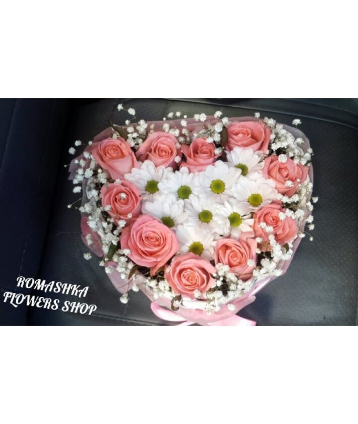 Цветочная коробка «Розовое сердце»