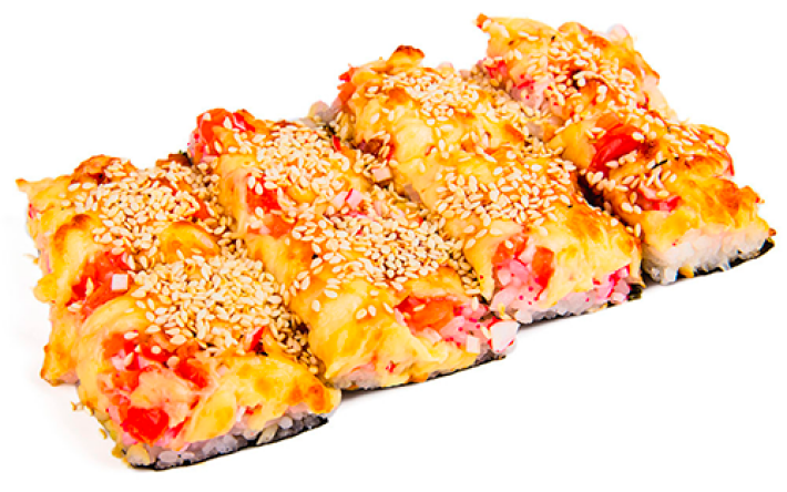 Суши-пицца с крабом и лососем