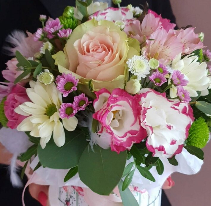 Шляпная коробка с цветами «Розовое чудо»