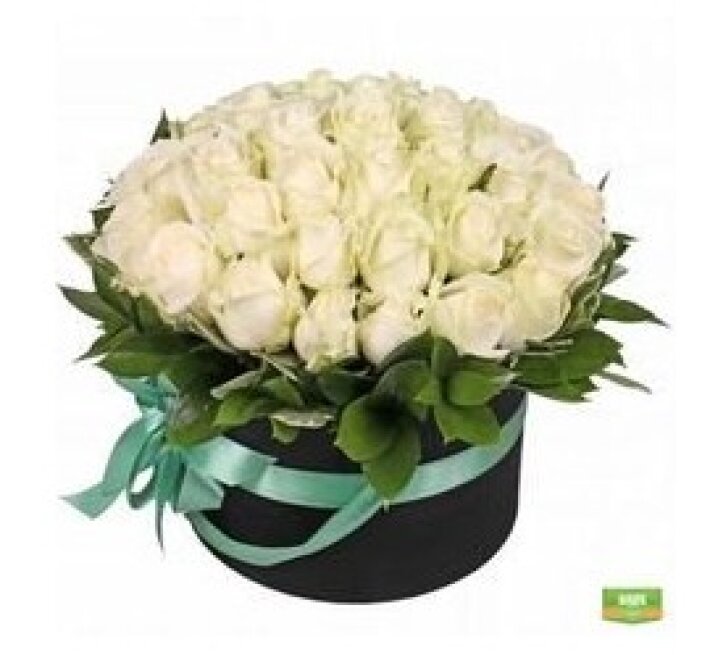 Коробка из 25-ти белых роз