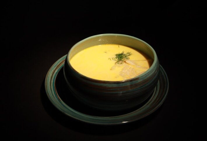 Крем-суп с копчёным кальмаром