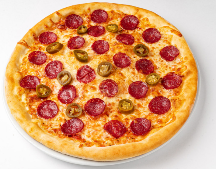 Пицца «Пеперони с халапеньо»(на пышном тесте)