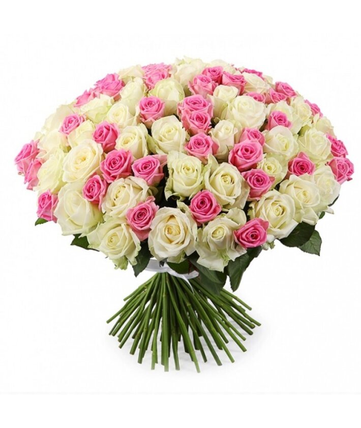 Букет из 101 бело-розовых роз