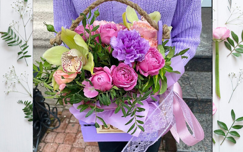 Ящик с цветами Фиолетовое счастье