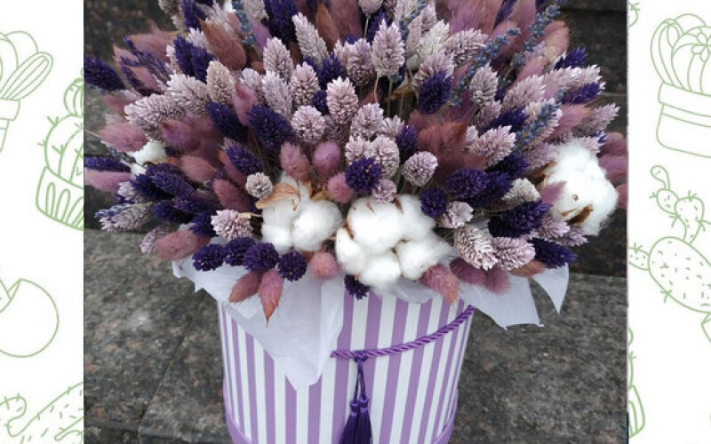 Коробка с сухоцветами Фиолетовое счастье