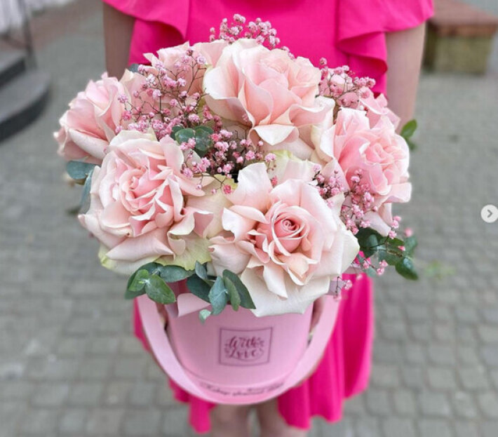 Коробка с розами Розовое облако