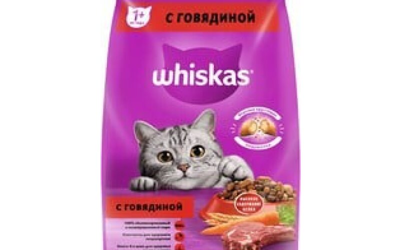 Сухой корм для кошек Whiskas Вкусные подушечки с нежным паштетом с говядиной Россия