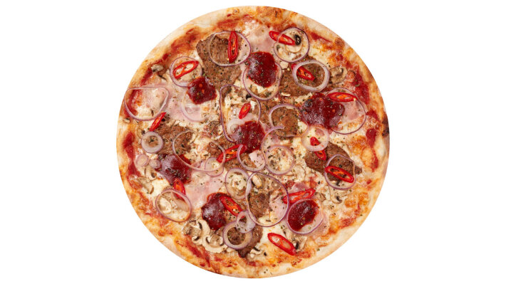 Пицца «Охотничья» на пышном тесте